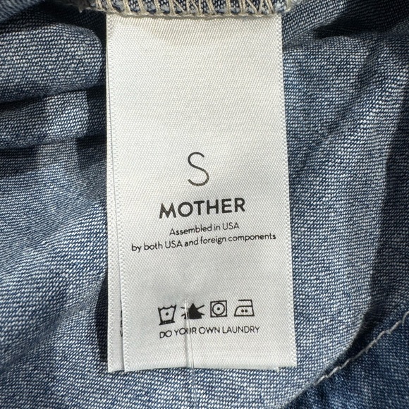 Mother The Gatherer Popover Mini Dress Chambray Denim Simple Things Wash S NWT - Picture 10 of 10